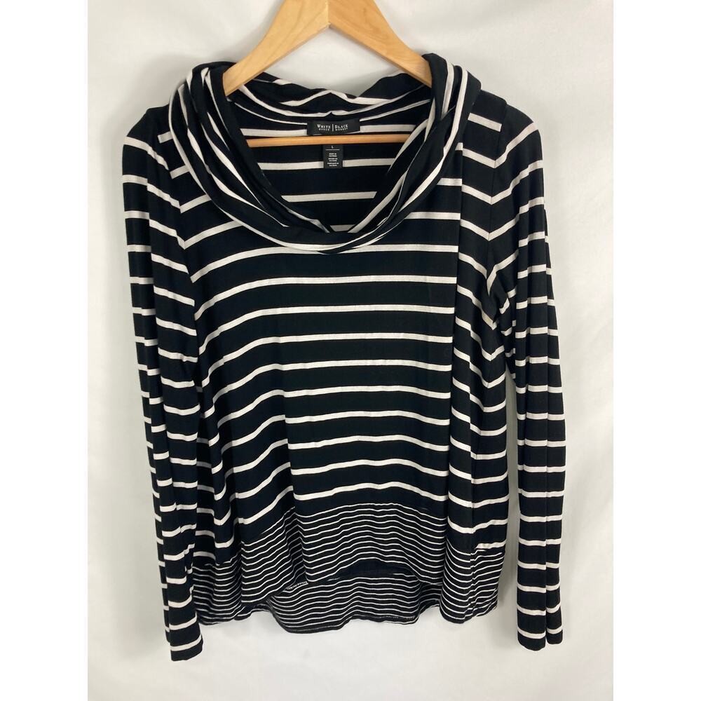 WHBM Stripe Cowl Neck Top Size Large